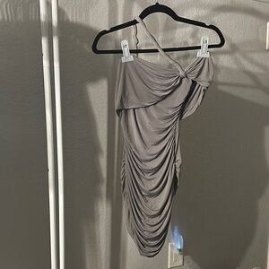 Elegant Grey One-Shoulder Dress